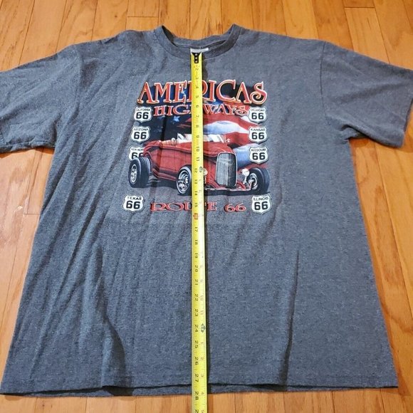 Route 66 T Shirt Men X- Large Adult Gray Americas Highway Classic Cars Vtg - Picture 3 of 6